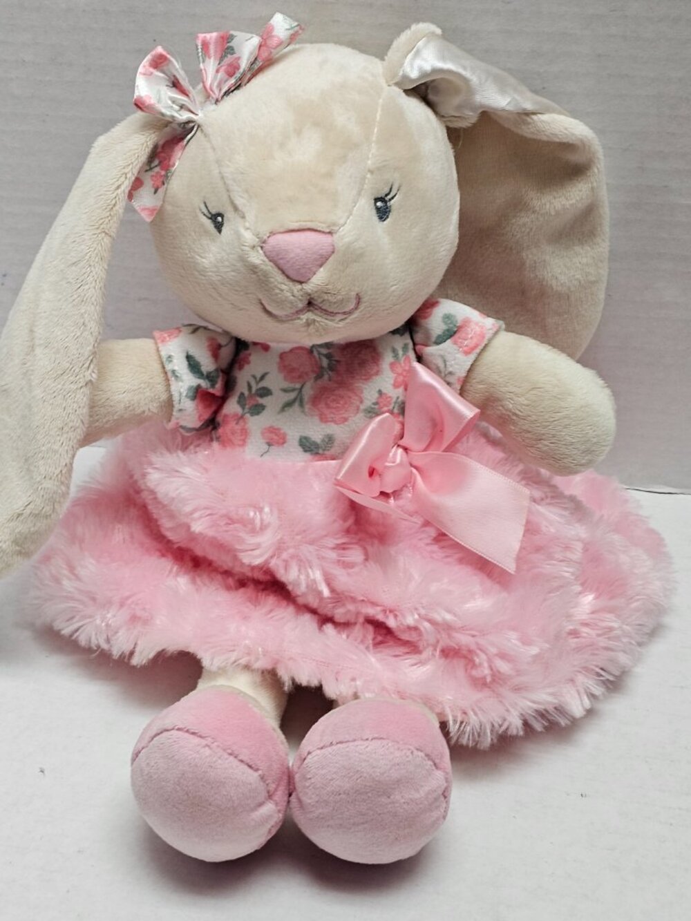 Baby Starters Pink Floral Plush Soft Bunny Rabbit Toy Lovey Doll Floppy Ears Dre